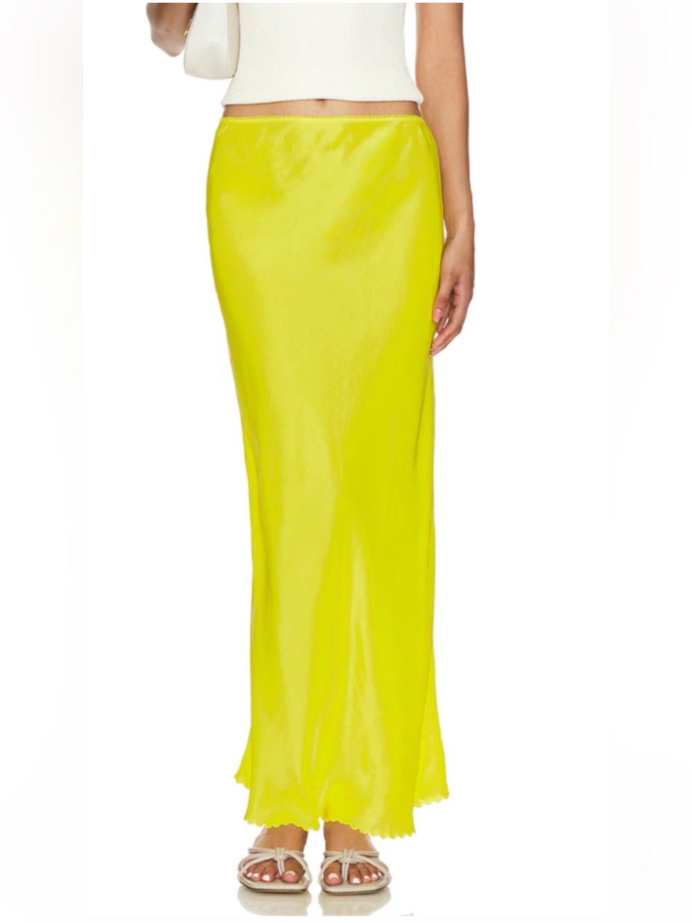 the GREAT.  sea bank skirt large Bias Maxi Skirt in Neon Yellow